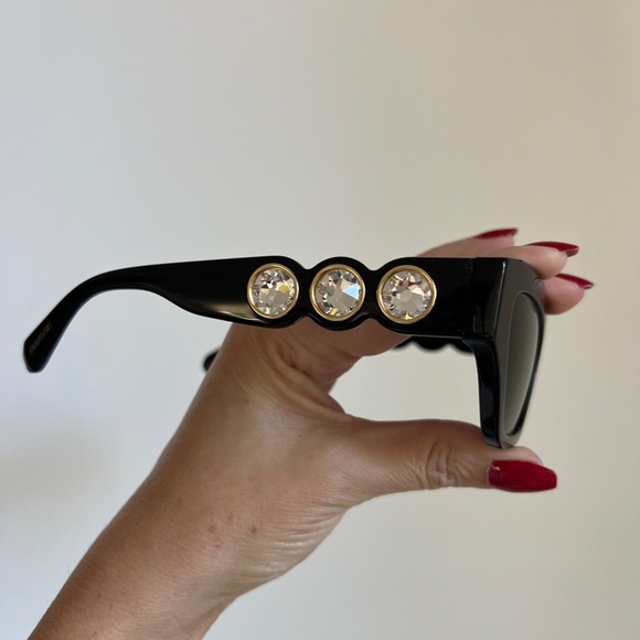 SWAROVSKI SK6021 Crystal Embellished Black Cat Eye Sunglasses main image 7